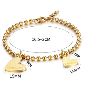 Bracelet avec breloque en acier inoxydable pour femmes, bijoux, 1 pièce, pour la fête des mères, perles cœur, maman et fille - Product Image 5