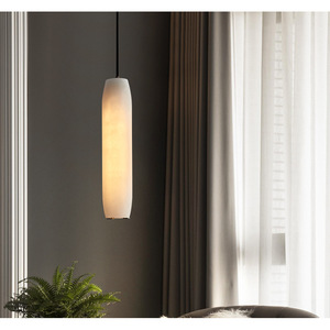 Luminaire suspendu en marbre minimaliste nordique, long, blanc, LED E27, éclairage de chambre à coucher - Product Image 3