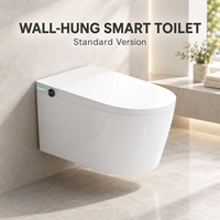 WC intelligent mural avec couvercle automatique, réservoir encastré, bidet, siège chauffant, sécheur à air chaud et télécommande