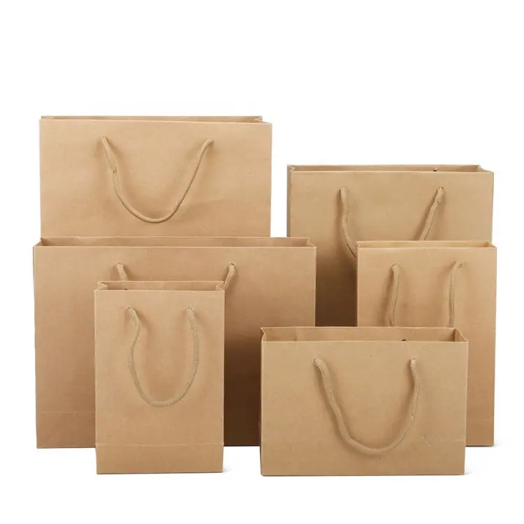 Factory wholesale durable thickened kraft paper bag with handle for shopping