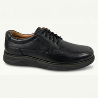Chaussures Oxford pour hommes en cuir véritable noir avec embout synthétique, lacets, respirantes, semelle extérieure en caoutchouc amortie, toutes saisons, pour la marche