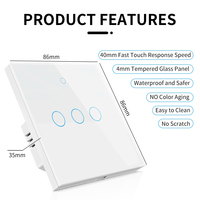 Interrupteur mural intelligent Smart Life avec WiFi et télécommande tactile RF433 pour éclairage en verre trempé