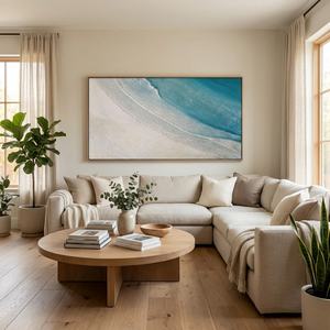 Peinture de paysage marin moderne Azure en gros, peinte à la main, encadrée, décoration de luxe pour la maison et l'hôtellerie, design d'intérieur - Product Image 5