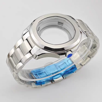 Set Cassa Orologio Stile Granata 44mm per Movimenti NH35, Cassa e Bracciale in Acciaio Inossidabile, Parti Modifica Orologio Meccanico, Adatto per Quadrante 32mm