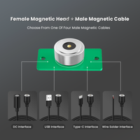 USB C a conector magnético recto redondo 12V 3A Cable de carga rápida con placa PCB