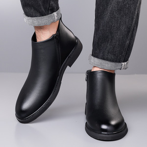 Botas Martin para Hombre, Botines con Punta Redonda, Cierre de Cremallera, Suela de Goma, para Todas las Temporadas, Estilo Chelsea - Product Image 3