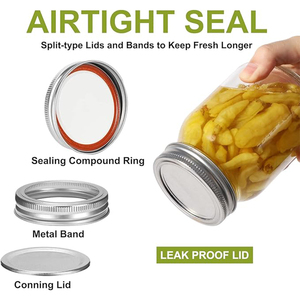 Горячая распродажа, оптовая продажа, 4 унции, 8 унций, 16 унций, 32 унции, 64 унции, прозрачная Широкая стеклянная банка для хранения пищевых продуктов с металлической крышкой - Product Image 3