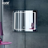 Miroir mural et de sol pour salle de bain, en aluminium, éclairé, sans cadre, de forme contemporaine, avec lentilles LED pleine longueur, vente directe d'usine