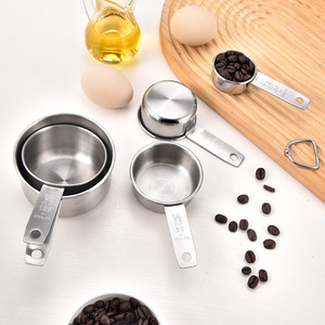 Ensemble de tasses à mesurer en acier inoxydable, 5 pièces, double échelle, outil de cuisine pour la pâtisserie, résistant à la chaleur, cuillère ronde pour café, lait en poudre - Product Image 3