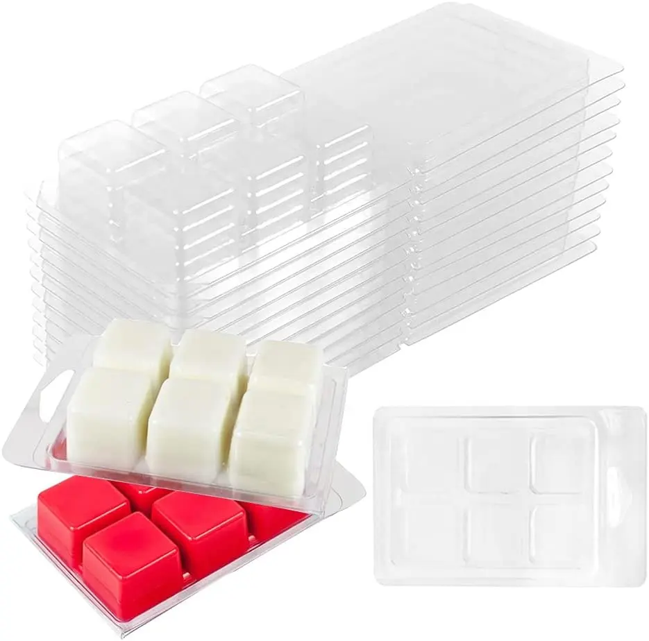 PET Clear Empty Plastic Wax Melt Clamshells wax melt container 6 cavities