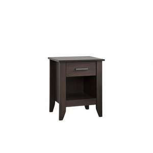 Comodino Contemporaneo con Finitura Wenge, 1 Cassetto, Tavolino da Notte in Legno, Arredamento Moderno per Camera da Letto - Product Image 1