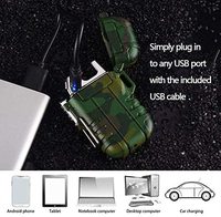 Briquet F12 étanche à double arc pour camping en plein air, camouflage, allume-cigare, chargeur USB