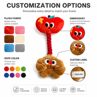 Jouet en peluche personnalisé pour animaux de compagnie, dessin animé mignon, OEM ODM, durable, interactif, en coton doux, pour chien et chat, marque privée, logo personnalisé