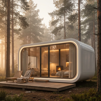 Maison capsule intelligente de luxe futuriste, pod spatial en verre panoramique, bureau mobile entièrement équipé, maison préfabriquée type Apple Cabin