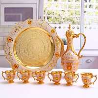 Vente en gros de cafetière turque arabe, théière, ensemble de 6 tasses, fonte de fer, métal, pour la boisson et la décoration de la maison, vintage, 27,5*17,5 cm