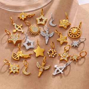 จี้ห้อยคอ สร้อยข้อมือ แฟชั่น สแตนเลสสตีล 316L ชุบทอง 14k 18k ไม่หมอง พร้อมจี้รูปพระอาทิตย์ ดวงดาว และพระจันทร์ สำหรับทำเครื่องประดับ - Product Image 1