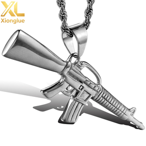 Collier pendentif AK47 en acier inoxydable plaqué or 10K, bijoux hip-hop unisexes pour femmes, 0,3 m de long - Product Image 2