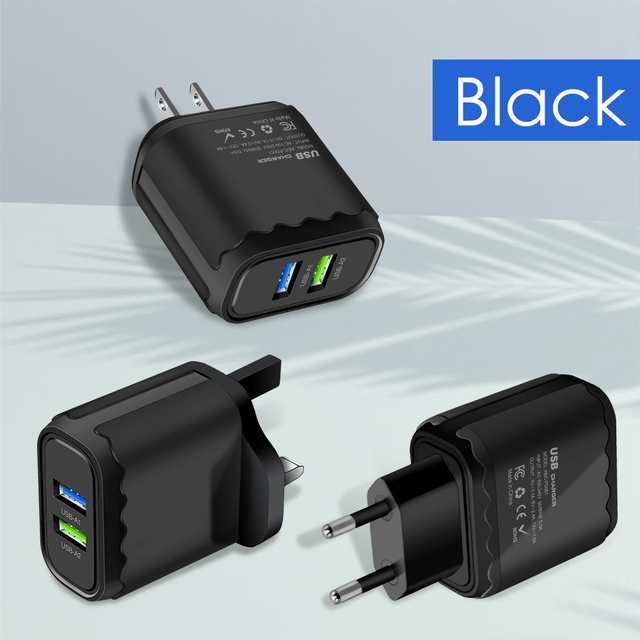 Universal USB Charger 5V 2.4A Two Port USB Wall Charger US Plug Home Travel Mobile Phone Adapter Lace Charger
