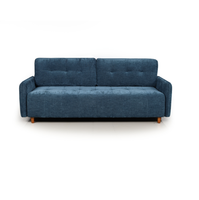 Canapé-lit pliant 2 places en tissu bleu marine avec pieds en bois pour salon, appartement, mobilier de maison