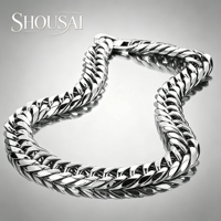 Collar y Pulsera de Acero de Titanio Plateado con Doble Hebilla Ancha de 21 mm, Estilo Hip Hop Europeo Americano, para Hombre, Joyería Lavable