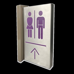 Letrero de acero inoxidable para baño, 8 x 14 cm, letrero direccional para inodoros para hombres y mujeres, para centros comerciales y hoteles - Product Image 4
