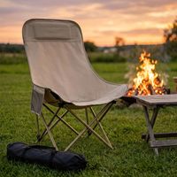 Chaise de camping ergonomique en forme de papillon, chaise de jardin pliable légère et portable avec appui-tête pour l'extérieur