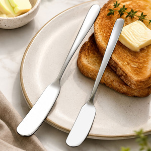 304 Stainless Steel Butter Knife with Serrated Edge, Mirror Polished Cheese Spreader for Commercial <b>Kitchen</b> <b>Gadgets</b> & Bakery - Product Image 4