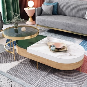 Tables basses <span class=keywords><strong>en</strong></span> <span class=keywords><strong>verre</strong></span> avec <span class=keywords><strong>pieds</strong></span> <span class=keywords><strong>en</strong></span> métal modernes de style ovale gris pour le salon - Product Image 5