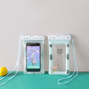 Waterproof Phone Bag Transparent Touch Screen Swim Dive Seal Pouch Outdoor Use Flamingo Pattern Green - Product Image 4