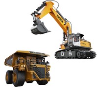 Camion benne et bulldozer télécommandés en métal et plastique pour enfants, jouet électrique d'intérieur et d'extérieur, portée 30M