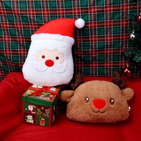 Cojín de Peluche Navideño, Decoración para el Hogar y Sofá, Suave Cojín Relleno de Papá Noel y Reno para las Fiestas de Invierno, Regalo de Navidad