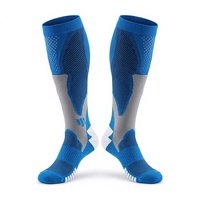 Chaussettes de compression absorbant les chocs, chaussettes de sport rembourrées jusqu'au genou, antidérapantes, avec soutien de la voûte plantaire, logo personnalisé, entraînement sportif