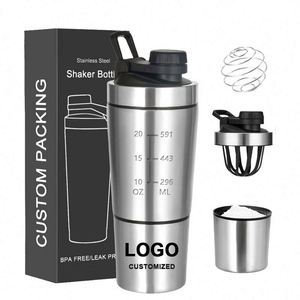Custom Eco-Friendly 18/8 Stainless Steel Protein Shaker Bottle Storage for Protein Mixes Leak-Proof Design Camping Use 16oz/26oz - Product Image 1