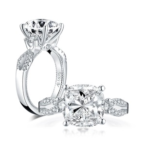 Anillo Clásico Simple de Plata de Ley 925 con Diamante de 3 Quilates y Piedra Lateral de Moissanita para Unisex, Gran Venta - Product Image 3