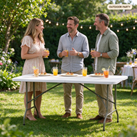 Table rectangulaire robuste en HDPE avec pieds en métal pour le camping en plein air, les fêtes et les événements, table pliante en plastique de 6 pieds