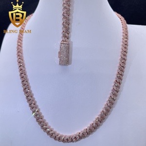 Conjunto <span class=keywords><strong>de</strong></span> Collar y Pulsera <span class=keywords><strong>de</strong></span> <span class=keywords><strong>Plata</strong></span> <span class=keywords><strong>de</strong></span> Ley <span class=keywords><strong>925</strong></span> con Cadena Cubana <span class=keywords><strong>de</strong></span> 8mm, Estilo Hip Hop Miami, Oro Rosa, con Moissanita Baguette y Incrustaciones <span class=keywords><strong>de</strong></span> Piedras, <span class=keywords><strong>para</strong></span> <span class=keywords><strong>Hombre</strong></span> - Product Image 2