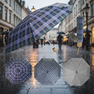 <b>Automatic</b> 38" Short Transparent Three-Folding <b>Umbrella</b> with Long Handle 60PCS/CS Semi-<b>Automatic</b> Open Model 78940 - Product Image 2