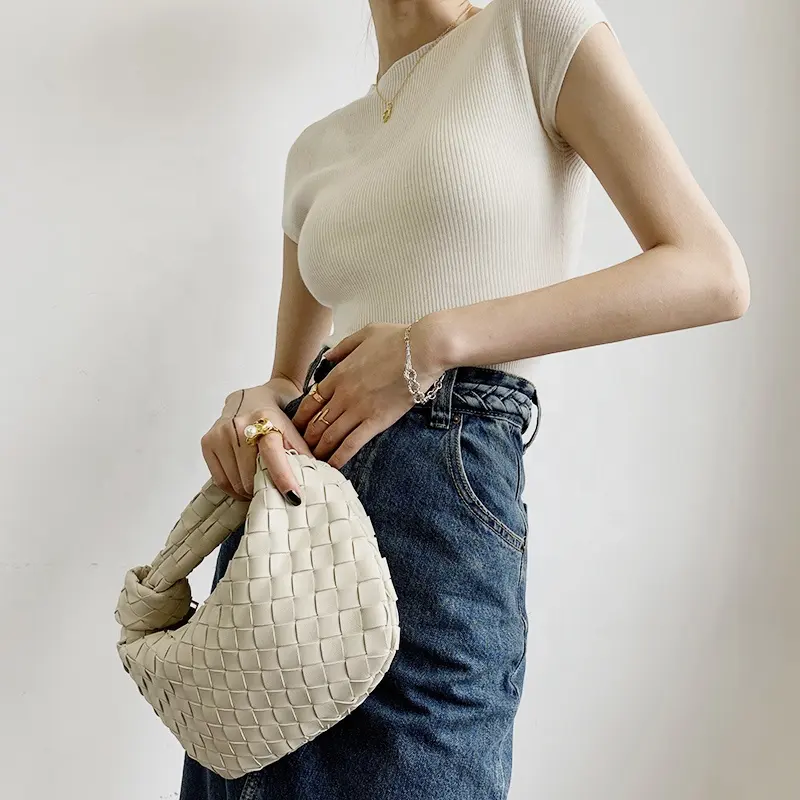 846# Small fashion women latest Designer branded woven shoulder bag women hobo bag with knot ladies clutch bag purse