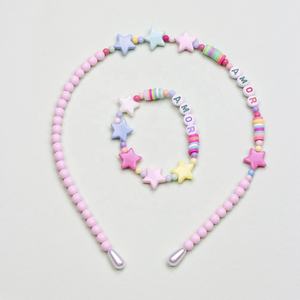 Bracelet en acrylique perlé fait à la main, bandeau coloré, ensemble d'accessoires mignons pour enfants - Product Image 6