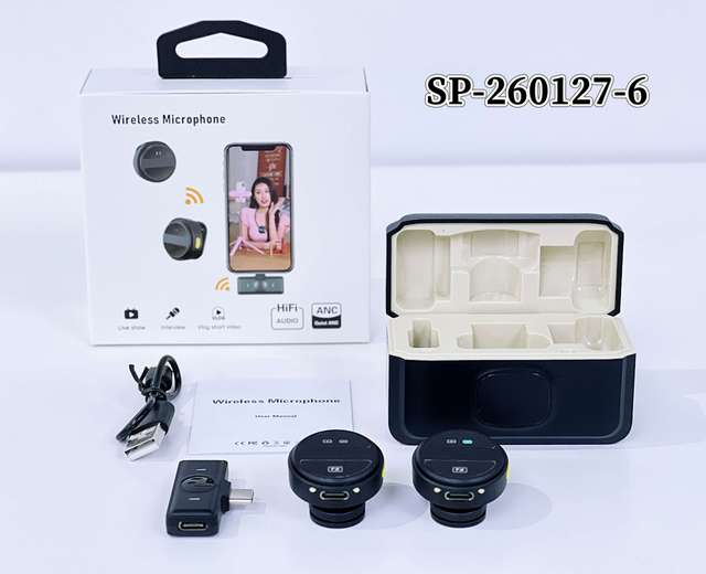 2.4G Wireless Lavalier Microphone with Charging Case ANC Noise Reduction for iPhone Android Live Stream Vlog Interview
