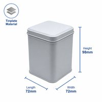 Boîte en fer blanc carrée mate 72x72x98mm avec logo personnalisé, qualité alimentaire, pour emballage de thé et bonbons, idéale pour cadeaux de luxe en gros