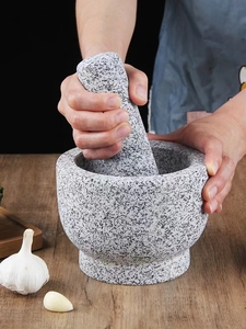 Mortiers en granit noir naturel et <span class=keywords><strong>pestal</strong></span> ail gingembre presse broyeur ustensiles de cuisine 100% mortier en pierre de marbre naturel avec ensemble de pilon - Product Image 4