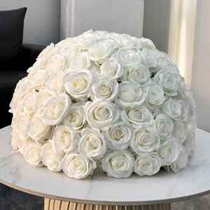 Boules de fleurs artificielles en soie personnalisées pour centres de table décoratifs de mariage et événements, boules de fleurs blanches et rouges en gros - Product Image 2