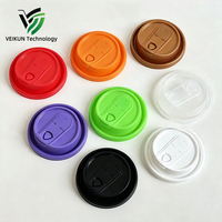 VEIKUN Couvercles jetables en PP pour gobelets à café 80mm/90mm, à clapet, anti-fuite, résistants à la chaleur, qualité alimentaire, 8/12/16oz, logo personnalisé, vente en gros