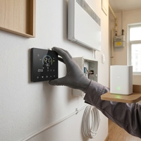 Termostato Inteligente con Pantalla Táctil y Wi-Fi para Calefacción por Suelo Radiante, Diseño Plegable, Sistemas de Caldera Hidrónica, Operación Android, 90V-240V, Color Negro