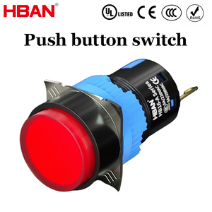 Interrupteur à bouton-poussoir en plastique HBAN 16 mm 5A 250V 1NO1NC à verrouillage pour l'<span class=keywords><strong>automobile</strong></span>, la marine, les équipements médicaux et les appareils ménagers - Product Image 1