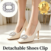Clips de chaussures détachables en strass à monture ovale, décorations pour talons hauts de mariage