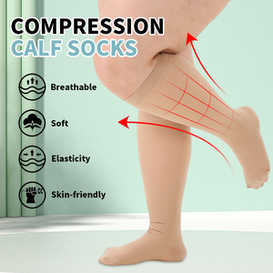 Chaussettes <span class=keywords><strong>de</strong></span> compression fines pour femmes, longueur genou, 15-20 mmHg, antibactériennes, respirantes, antidérapantes, avec revers, certifiées CE, pour le sport et l'usage quotidien - Product Image 3