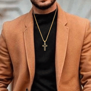 Collana con Ciondolo a Croce in Acciaio Inossidabile, Catena a Maglia, Unisex, Religiosa, Cristiana, per Uso Quotidiano, Placcata Oro, Nero, Argento - Product Image 3