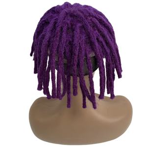 Pezzo pieno pizzo <span class=keywords><strong>uomo</strong></span> colorato viola capelli lunghi per <span class=keywords><strong>uomo</strong></span> nero dreadlocks Base di pizzo colore viola con 130% densità - Product Image 4